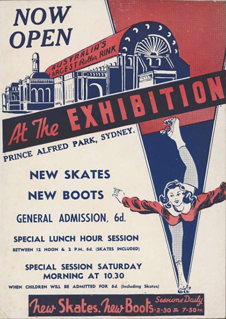 A flyer for the Prince Alfred Park roller skating rink in the Sydney CBD.