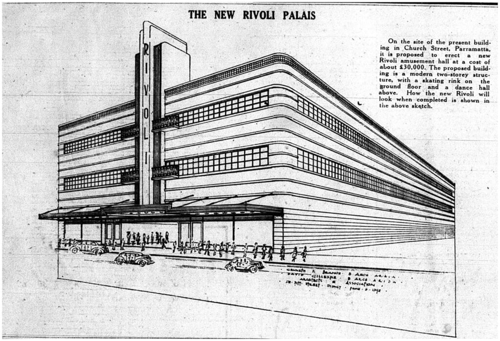 Architectural drawings for the Rivoli roller skating rink, Parramatta.